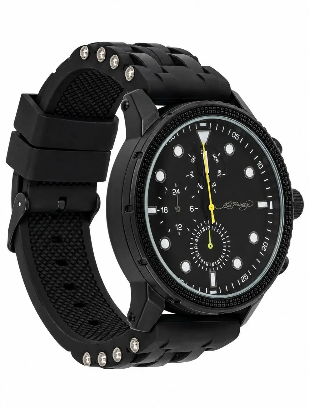 NWT Ed Hardy Men’s Black Silicone Strap Watch 48mm 50444B-42-G02